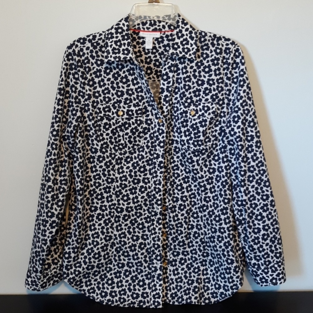 Charter Club Blue and White Print Shirt, size M